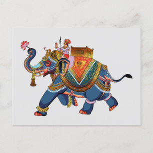 Carte Postale Royal Elephant's Journey : Indian Folkloric Design