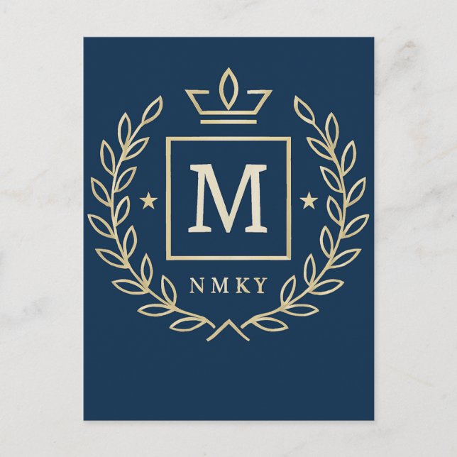 Carte Postale "Royal NMKY Emblem – Monogram M Crest Design" (Devant)