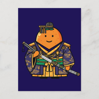 Carte Postale Royal Orange Samurai Officer Japanese Kimono