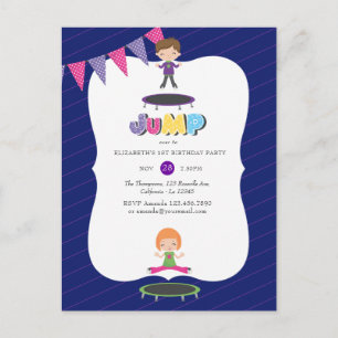 Carte Postale Royal Purple et Blue Trampoline fête d'anniversair