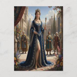Carte Postale Royal Queen with Scepter in Palace Garden