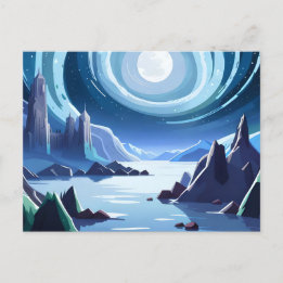 Carte Postale Royaume avec une lune brillante