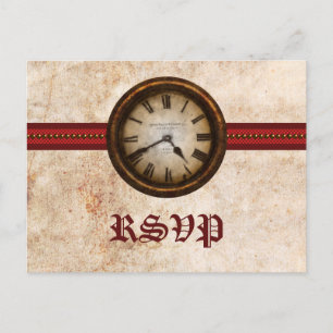 Carte postale RSVP Antique Horloge, Rouge