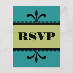 Carte postale RSVP Art Déco turquoise/verte