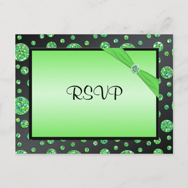 Carte postale RSVP Black and Lime Glitt (Devant)