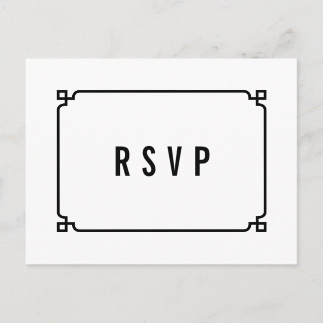 Carte postale RSVP Black Deco Chic Wedding (Devant)