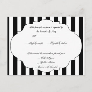 Carte postale RSVP Black White et Red Rose