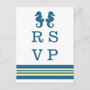 Carte postale RSVP bleu jaune marine