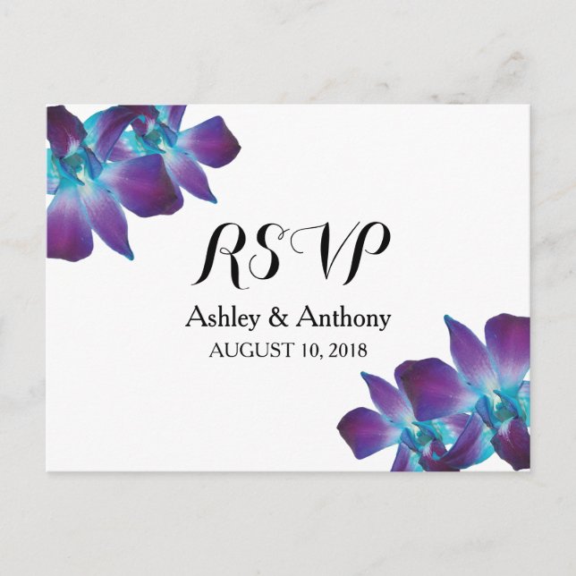 Carte postale RSVP Blue Dendrobium Orchid Wedding (Devant)