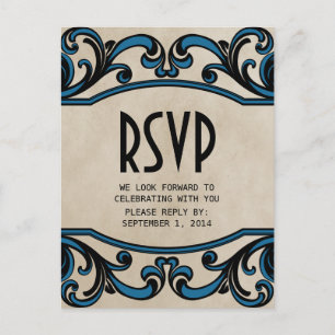 Carte postale RSVP Blue Gothical Swirls