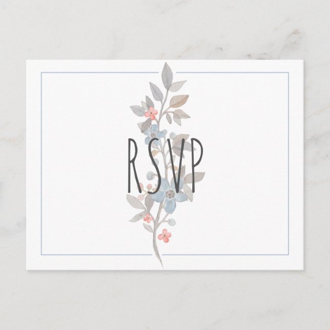 Carte postale RSVP Botanical Blue Floral Wedding (Devant)
