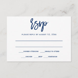 Carte postale RSVP   Brush Calligraphy - bleu mari