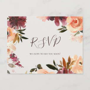 Carte postale RSVP Burgundy Orange Floral Beige We