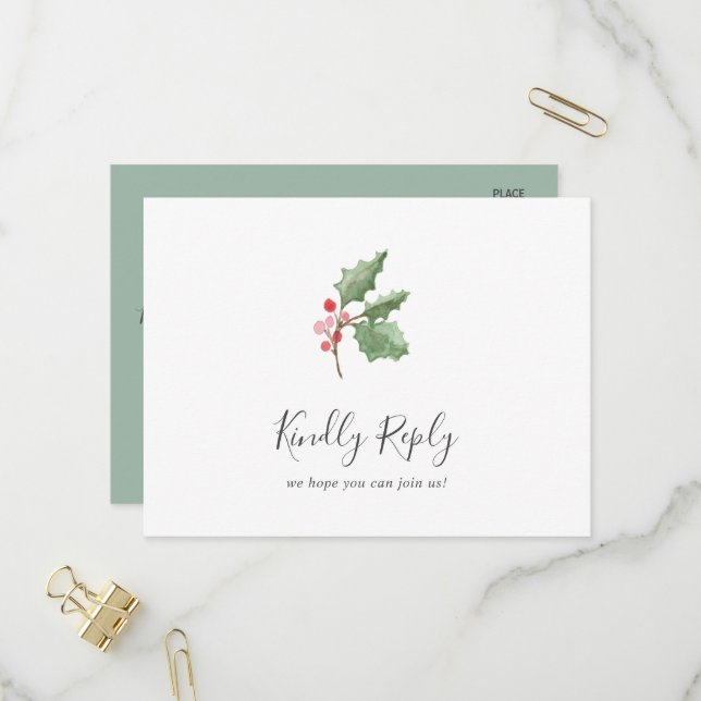 Carte postale RSVP Choice Menu de Noël (Devant/Arrière en situation)