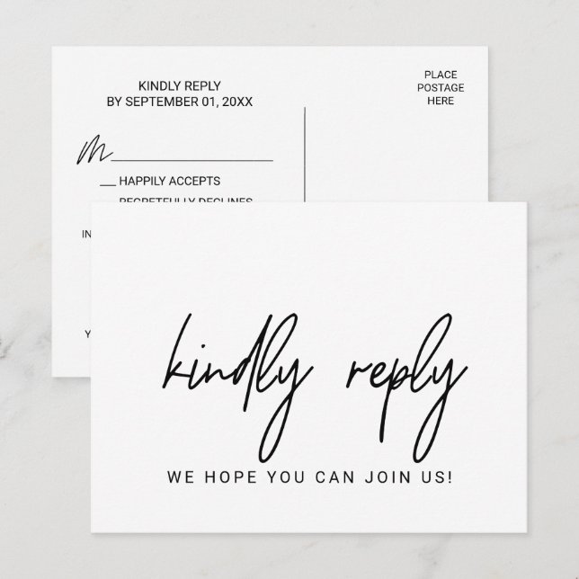 Carte postale RSVP Choix du menu Whimssical et dem (Devant / Derrière)