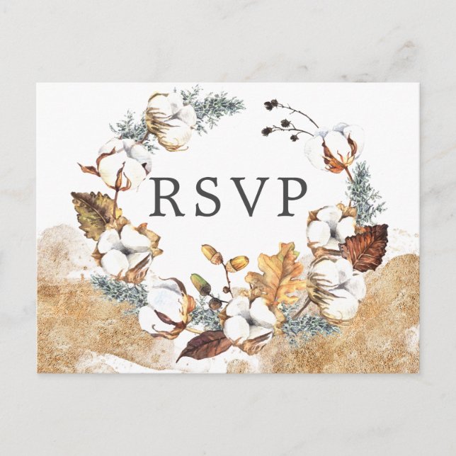 Carte postale RSVP d'automne à fleurs blanches ave (Devant)