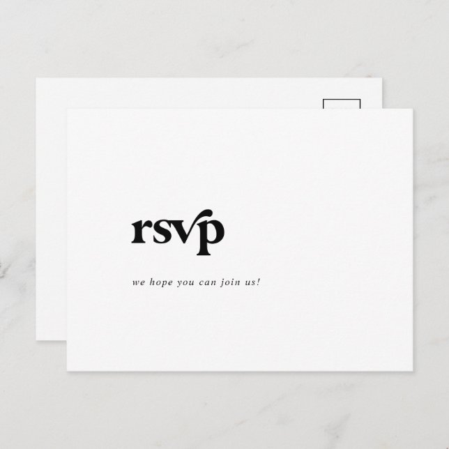 Carte postale RSVP de choix pour la typographie no (Devant / Derrière)