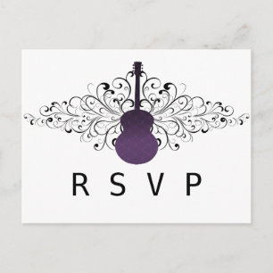 Carte postale RSVP de guitare pourpre