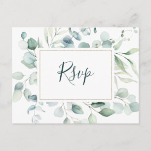 Carte Postale RSVP de mariage à la verdure dorée d'eucalyptus ét