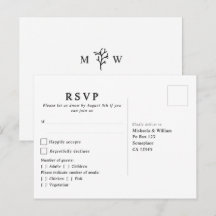 RSVP de mariage à monogramme botanique moderne