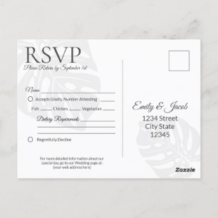 Carte postale RSVP de mariage classique Insertion