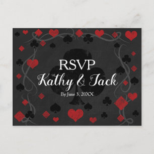 Carte postale rsvp de mariage de casino élégant