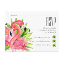 Carte postale RSVP de mariage des Flamants roses t