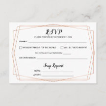 Carte postale RSVP de mariage géométrique en or si
