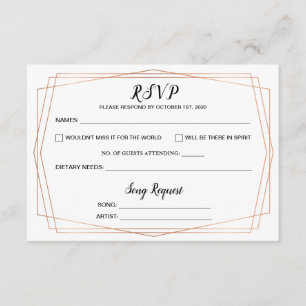 Carte postale RSVP de mariage géométrique en or si