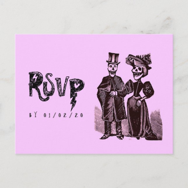 Carte Postale RSVP de mariage Halloween gothique (Devant)