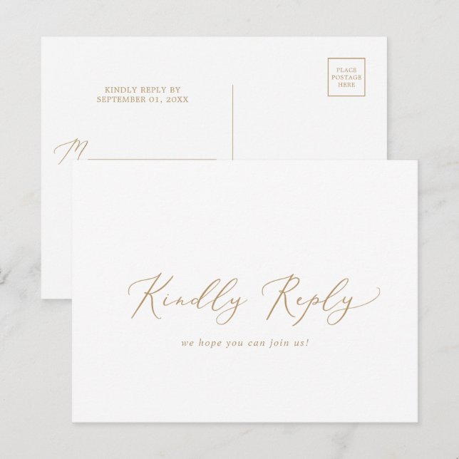 Carte postale RSVP Delicic Gold Calligraphy (Devant / Derrière)