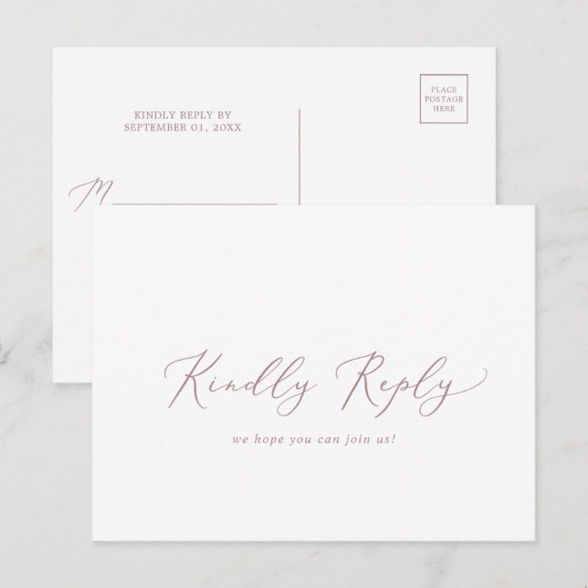 Carte postale RSVP Delicic Rose Gold Calligraphy M (Devant / Derrière)