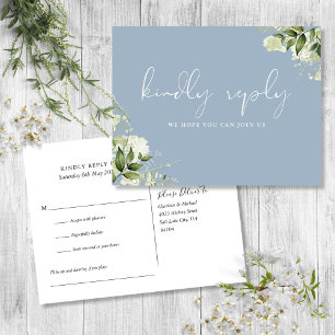 Carte postale RSVP Dusty Blue Greenery