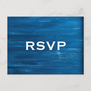Carte postale RSVP en bois peint bleu