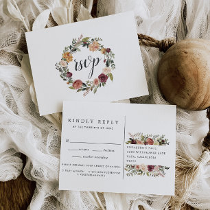 Carte postale RSVP en fleurs rustiques avec choix 