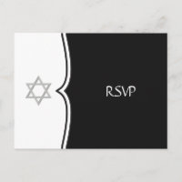 Carte postale RSVP étoile de David noir et blanc