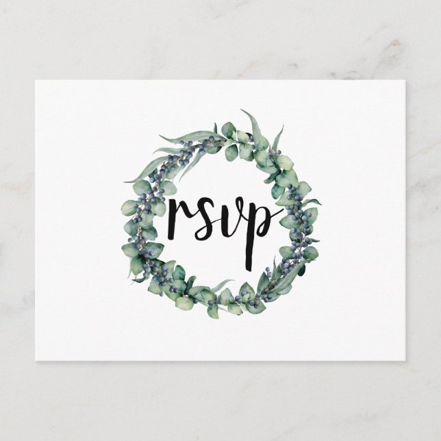 Carte postale RSVP Eucalyptus Berry Wreath Wedding (Devant)