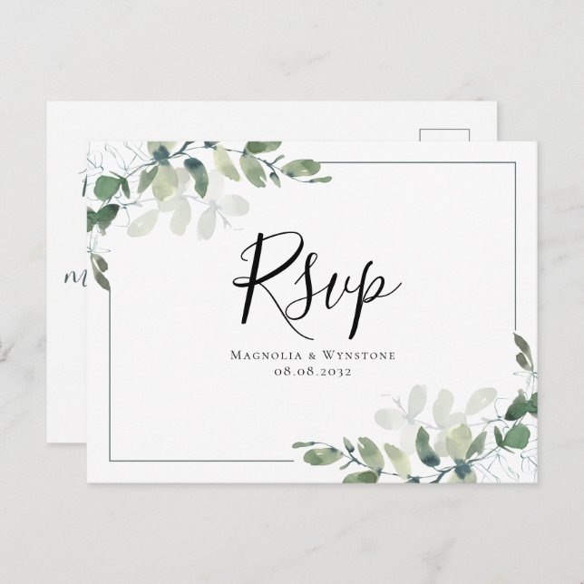 Carte postale RSVP Eucalyptus Wedding (Devant / Derrière)