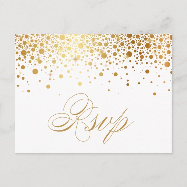 Carte postale RSVP Faux Gold Foil Confetti Dots Ma (Devant)