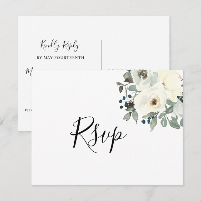 Carte postale RSVP florale de la Marine avec choix (Devant / Derrière)
