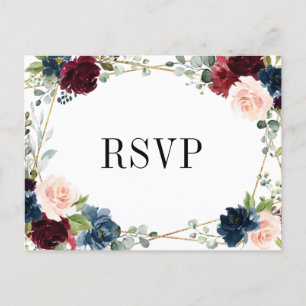 Carte postale RSVP Flush Floral Blush de la marine