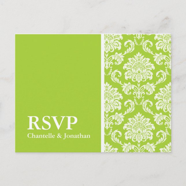 Carte postale RSVP Green Damask (Devant)