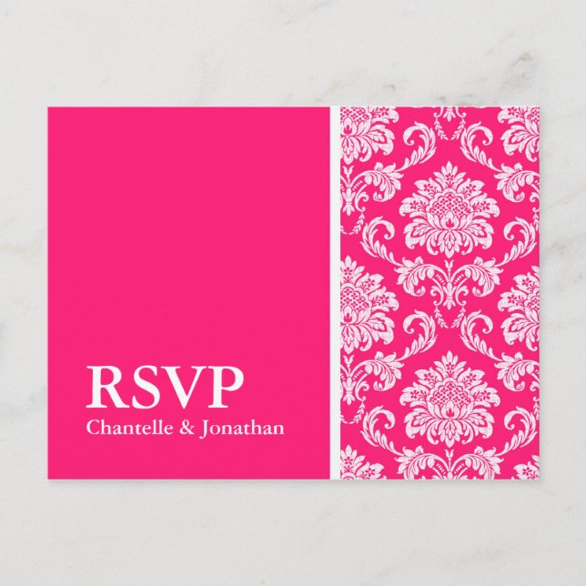 Carte postale RSVP Hot Rose Damask (Devant)