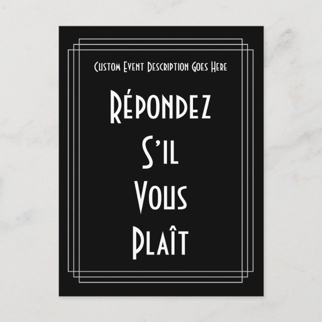 Carte postale RSVP inspirée des années 20 (Devant)