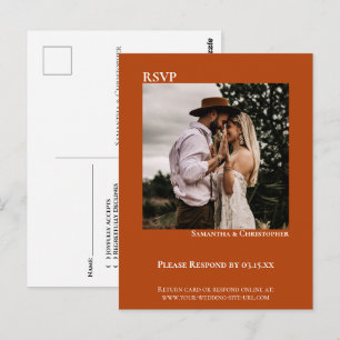 Carte Postale RSVP Mariage Minimaliste Moderne Photo Rouille Ora