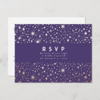 RSVP Mariage Nuit Étoilée Violet et Or