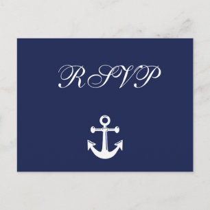 Carte postale RSVP Marine Blue Nautical Wedding