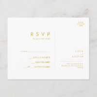 Carte postale RSVP minimaliste moderne Gold Font W
