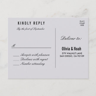 Carte postale RSVP moderne Grey Bokeh élégant mari