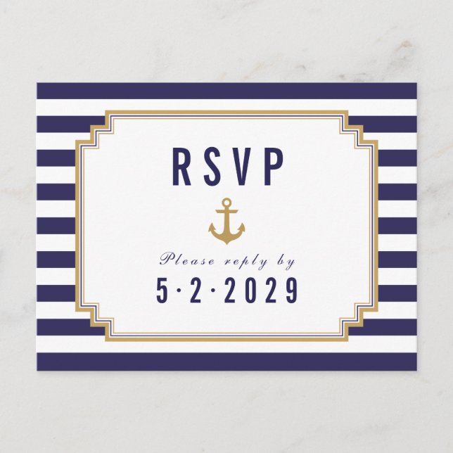 Carte Postale RSVP Nautique À Rayures (Devant)